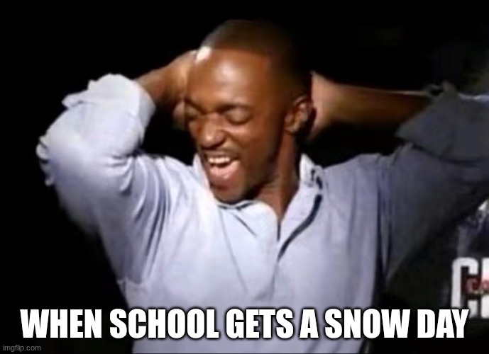 School meme | WHEN SCHOOL GETS A SNOW DAY | image tagged in funny | made w/ Imgflip meme maker