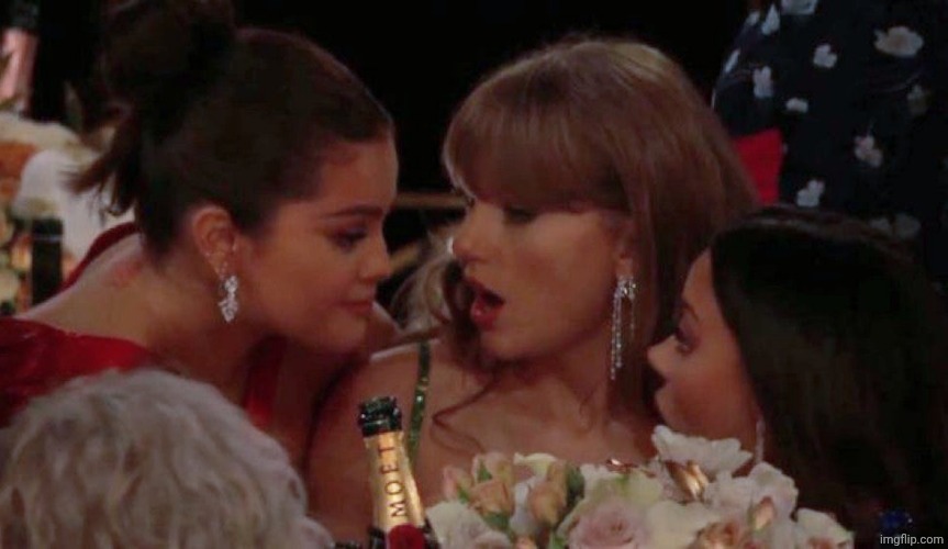 Selena Gomez and Taylor Swift at the Golden Globes | image tagged in selena gomez and taylor swift at the golden globes | made w/ Imgflip meme maker