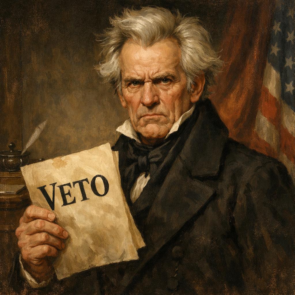 Andrew Jackson holding a veto paper and looking angry Blank Meme Template