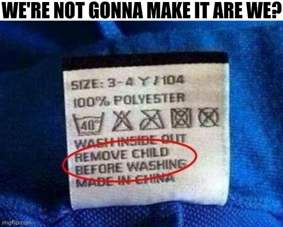 We're Not Gonna Make It Are We? | WE'RE NOT GONNA MAKE IT ARE WE? | image tagged in chrisjoines1 | made w/ Imgflip meme maker