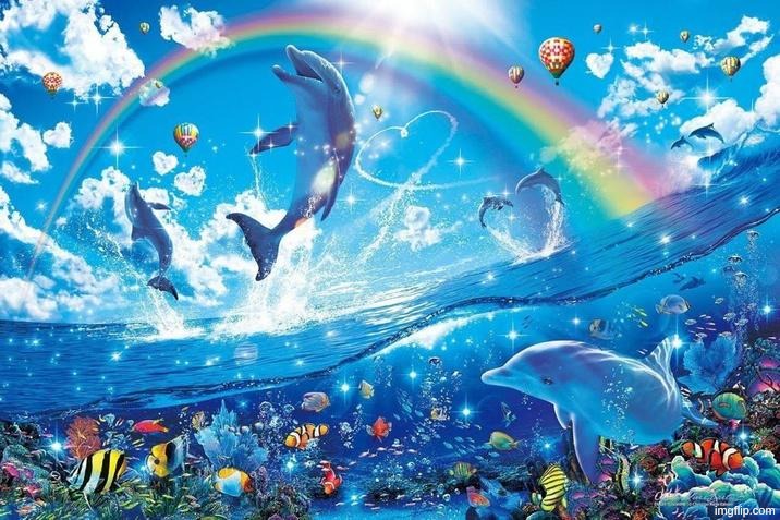Happy dolphin rainbow | image tagged in happy dolphin rainbow | made w/ Imgflip meme maker