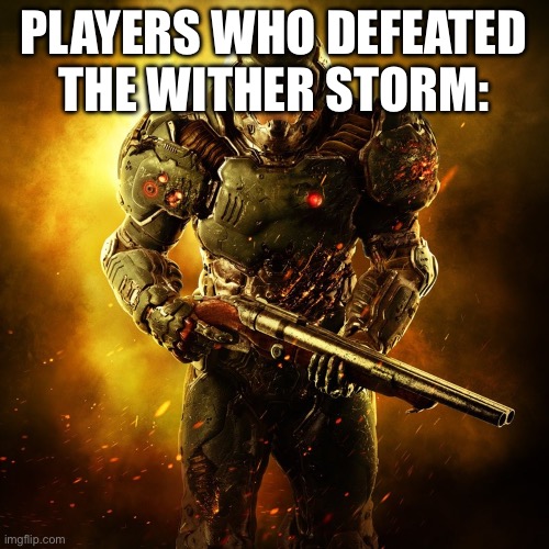 Doom Guy | PLAYERS WHO DEFEATED THE WITHER STORM: | image tagged in doom guy | made w/ Imgflip meme maker