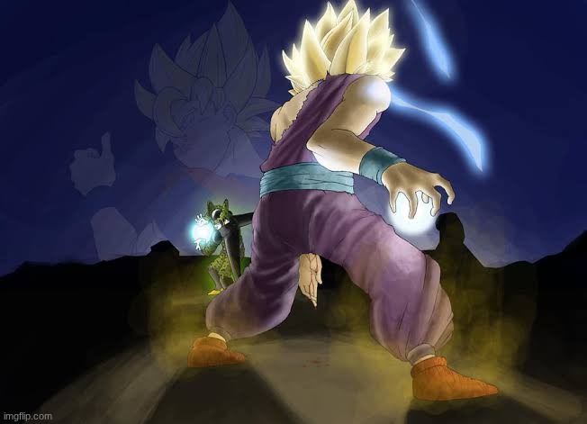 Cell vs Gohan | image tagged in cell vs gohan | made w/ Imgflip meme maker
