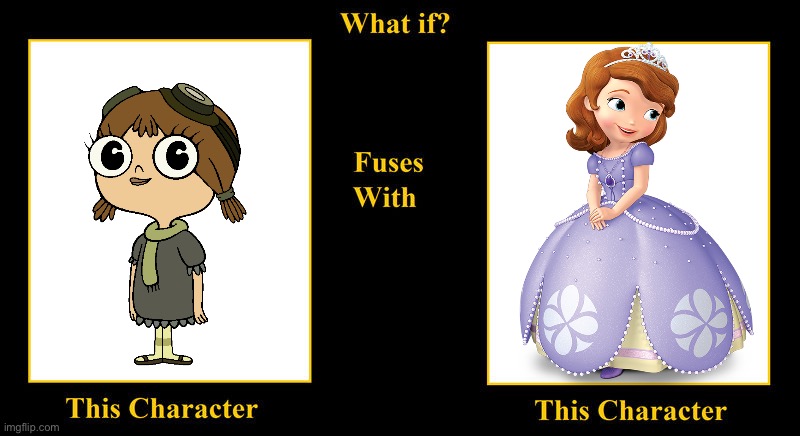 Sally Syrup Fuses With Princess Sofia The First | image tagged in what if fuses,sofia the first,sally syrup,the marvelous misadventures of flapjack,princess sofia,disney princess | made w/ Imgflip meme maker