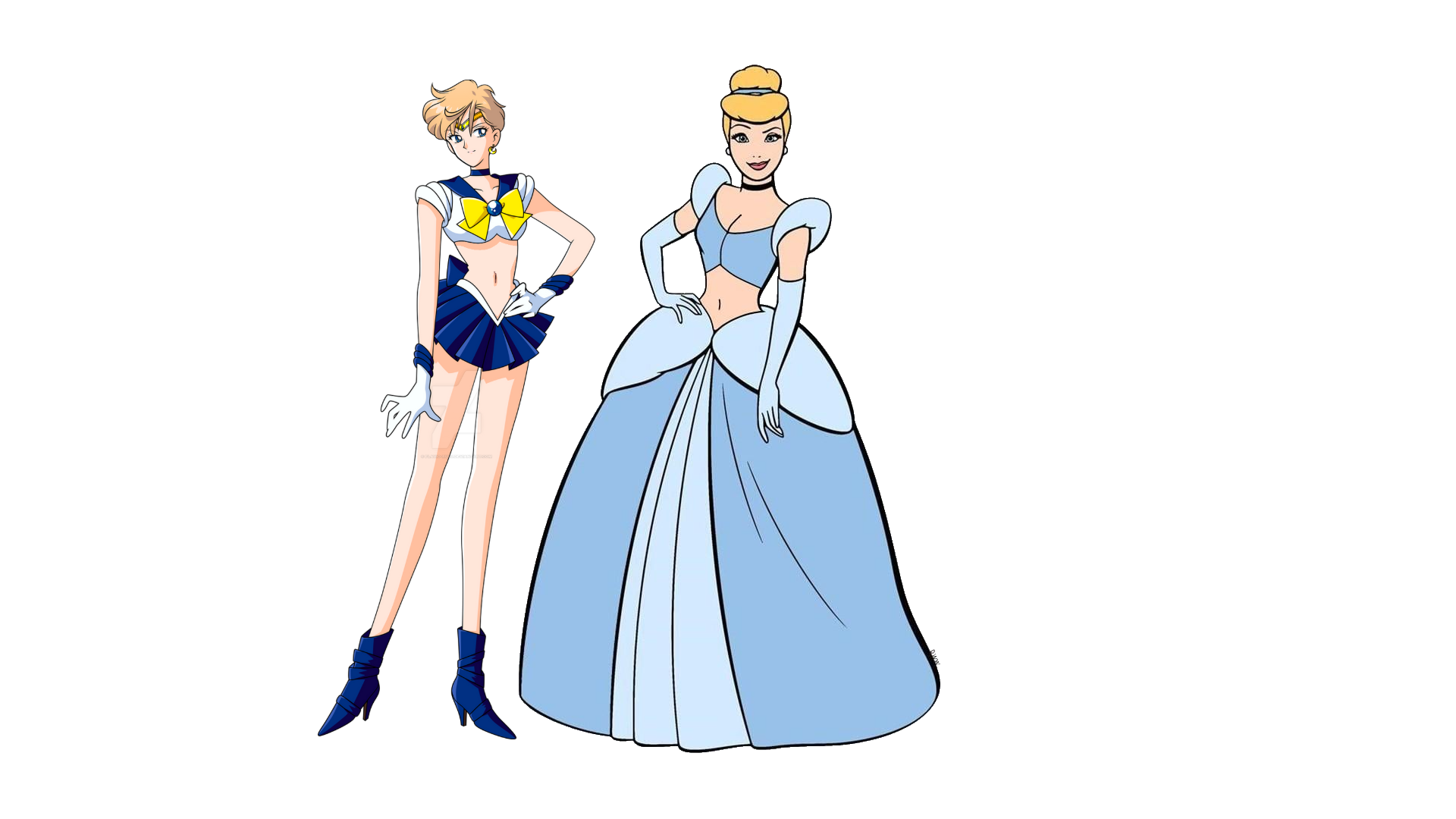 Sailor Uranus and Cinderella Belly Blank Meme Template