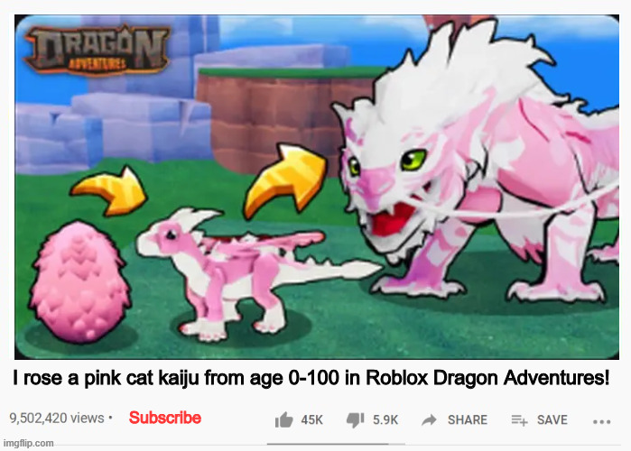 we really doing this? | I rose a pink cat kaiju from age 0-100 in Roblox Dragon Adventures! Subscribe | image tagged in youtube video template,roblox,brainrot | made w/ Imgflip meme maker