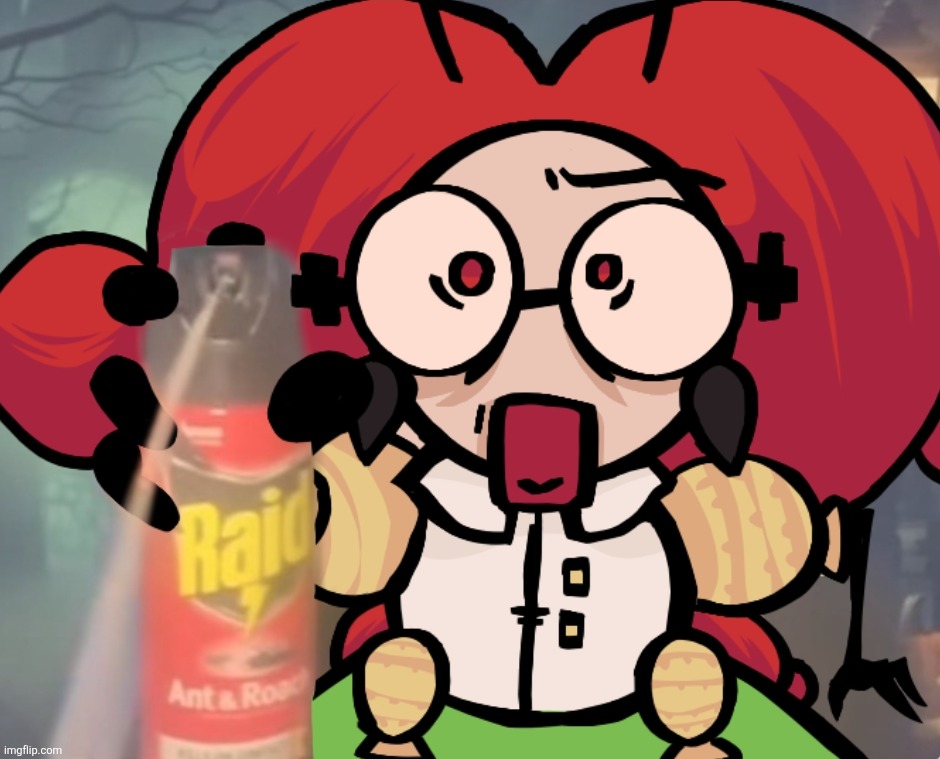 Mme. Brot spraying raid at you maliciously | made w/ Imgflip meme maker