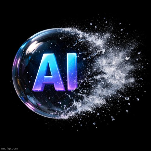 ai slop!!! | image tagged in the ai bubble popping | made w/ Imgflip meme maker