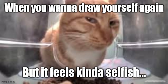 Hmmmmm | When you wanna draw yourself again; But it feels kinda selfish... | image tagged in cat sideeye | made w/ Imgflip meme maker