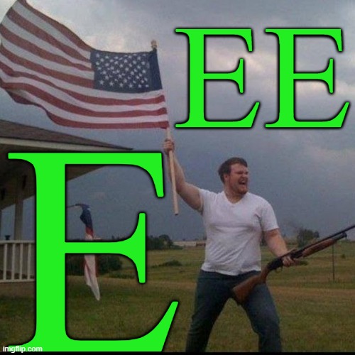 EE | EE; E | image tagged in yeehaw,memes,united states of america,usa,green | made w/ Imgflip meme maker