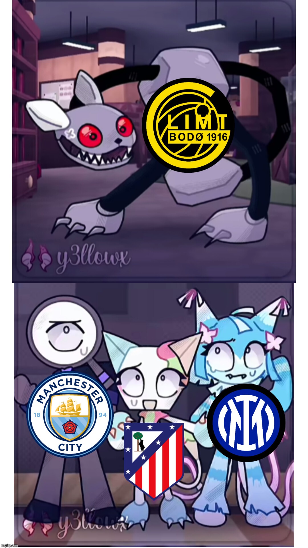 Bodo Glimt in the 2025-26 Champions League season. They defeated the likes of Man City, Atletico Madrid, and Inter Milan. | image tagged in sports,funny,soccer,dandy's world | made w/ Imgflip meme maker