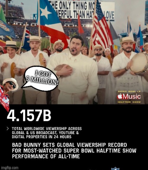 Bad bunny won | image tagged in maga,donald trump,trump,nevertrump,conservative,republican | made w/ Imgflip meme maker