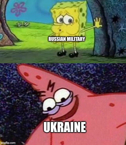 Destroyed | RUSSIAN MILITARY; UKRAINE | image tagged in spongebob,russia,ukraine | made w/ Imgflip meme maker