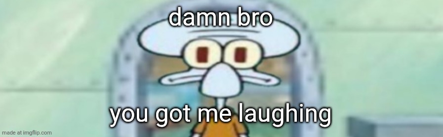 damn bro you got me laughing | image tagged in squidward staring | made w/ Imgflip meme maker