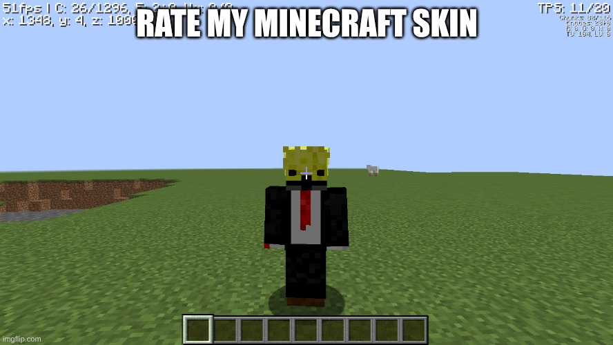 Sponge In A Suit | RATE MY MINECRAFT SKIN | image tagged in minecraft,suit,hazmat,mask,too many tags,oh wow are you actually reading these tags | made w/ Imgflip meme maker
