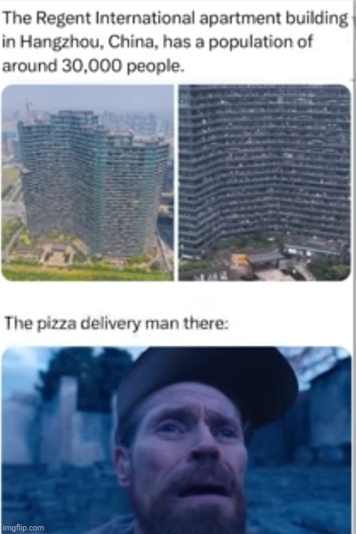 image tagged in building,tall,delivery,pizza,pizza delivery,memes | made w/ Imgflip meme maker