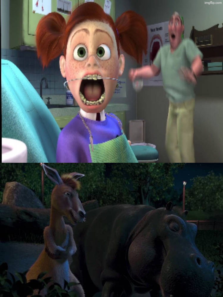Duke and Eze laugh at darla shouting | image tagged in duke and eze laugh at what,deviantart,crossover,disney,pixar,ripoff | made w/ Imgflip meme maker