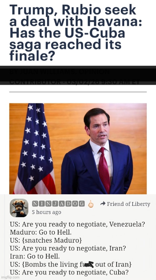 The Art of the Deal | image tagged in cuba,trump,ah yes the negotiator | made w/ Imgflip meme maker