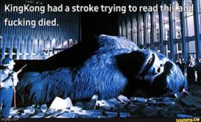 image tagged in king kong died | made w/ Imgflip meme maker