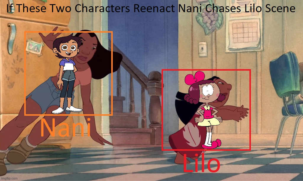 Luz Chases Marsha | image tagged in if these two characters reenact nani chases lilo,billy dillys super-duper subterranean summer,luz noceda,marsha dwannelle | made w/ Imgflip meme maker