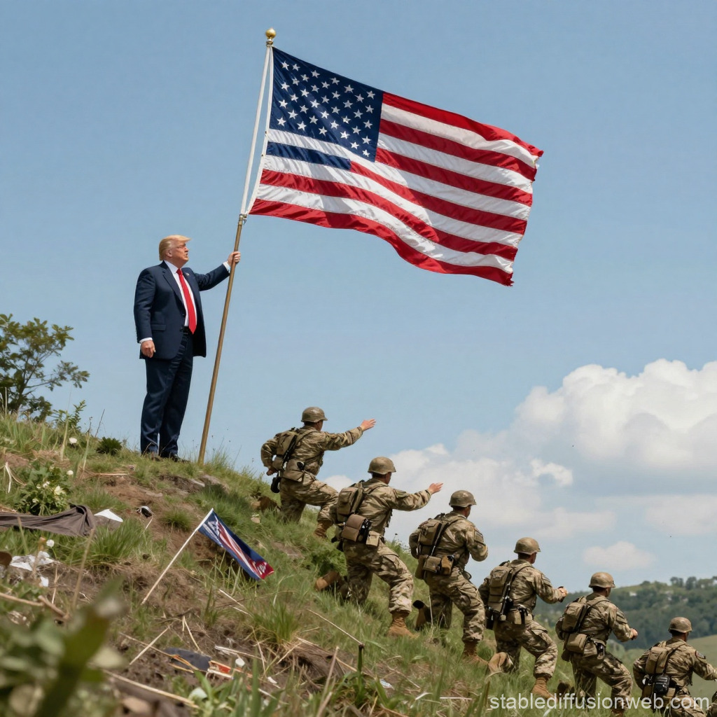 Donald Trump Flag military soldiers Blank Meme Template