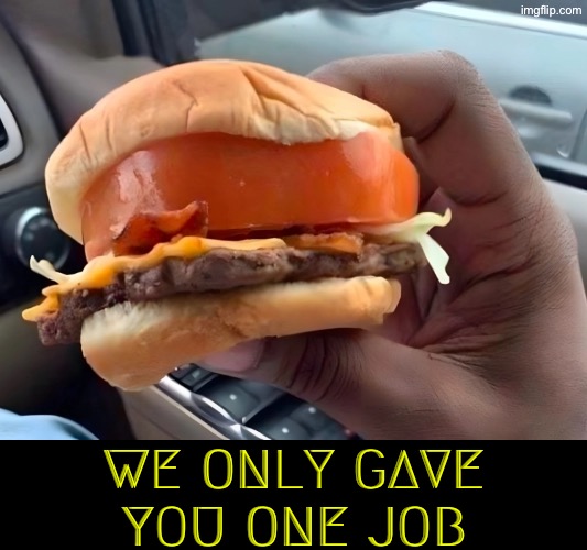 Tomato is way too thick | WE ONLY GAVE YOU ONE JOB | image tagged in you had one job,tomatoes,epic fail,food memes,do you are have stupid,duhhh dumbass | made w/ Imgflip meme maker