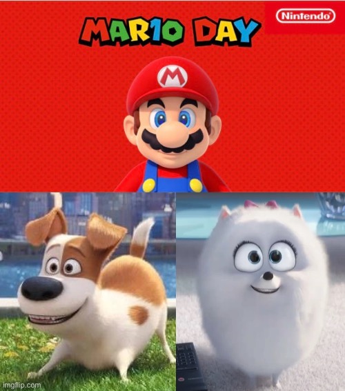 Max and Gidget (The Secret Life of Pets) Excited For Mar10 Day! | image tagged in super mario,nintendo,illumination,secret life of pets,excited,memes | made w/ Imgflip meme maker