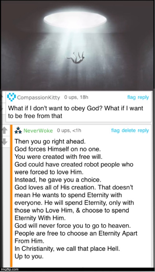 Up to you.  Or, down, if you want. | image tagged in memes,your choice,heaven or hell,born twice die once,born once die twice | made w/ Imgflip meme maker