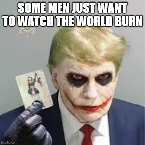 Trump Joker | SOME MEN JUST WANT TO WATCH THE WORLD BURN | image tagged in trump,the joker,batman,politics,impeach trump | made w/ Imgflip meme maker