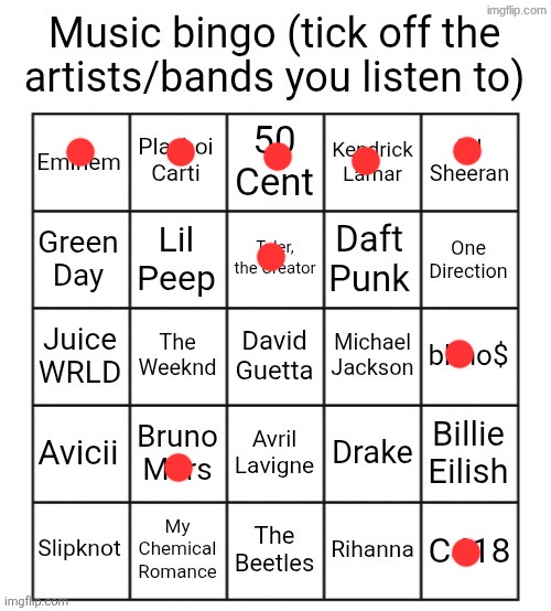 Music bingo | image tagged in music bingo | made w/ Imgflip meme maker