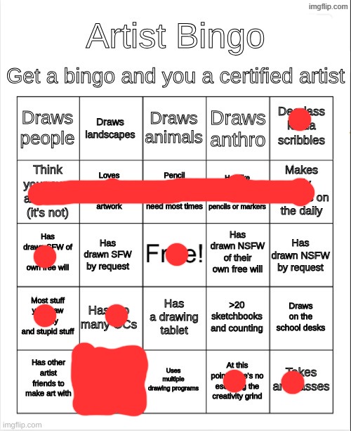 Might fill this out 2 or 3 years later | image tagged in artist bingo | made w/ Imgflip meme maker