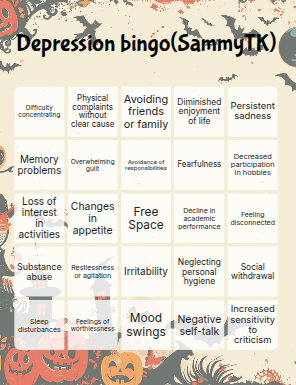 SammyTK's Depression bingo Blank Meme Template