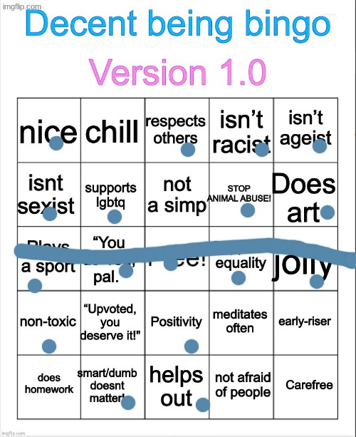 fixed it | image tagged in decent being bingo | made w/ Imgflip meme maker