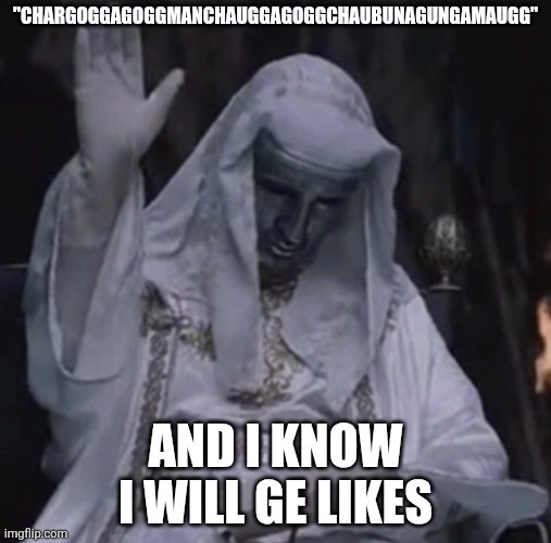 King Baldwin hand raise | "CHARGOGGAGOGGMANCHAUGGAGOGGCHAUBUNAGUNGAMAUGG"; AND I KNOW I WILL GE LIKES | image tagged in king baldwin hand raise | made w/ Imgflip meme maker