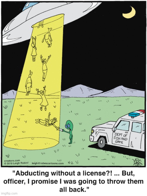 Rubes | image tagged in comics,rubes,alien,abduction,tractor beam,license to abduct | made w/ Imgflip meme maker
