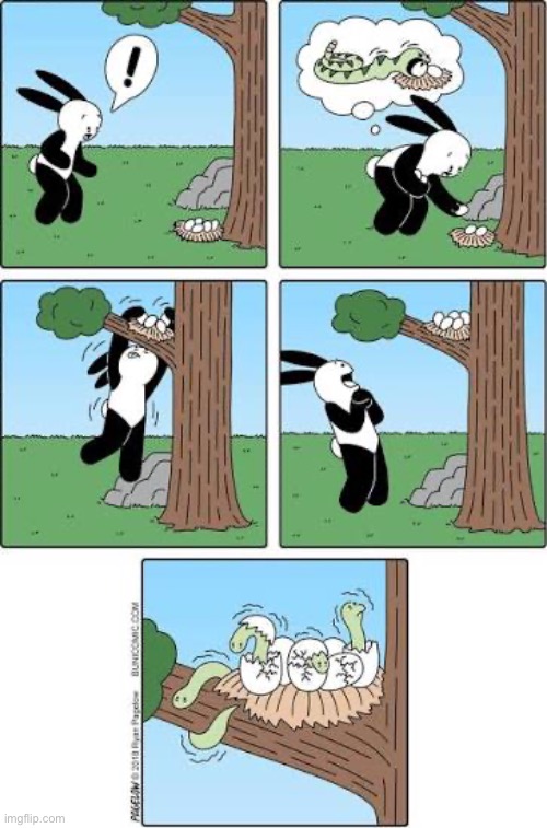 Buni Comics | image tagged in comics,buni comics,eggs,nest,protection,snakes | made w/ Imgflip meme maker