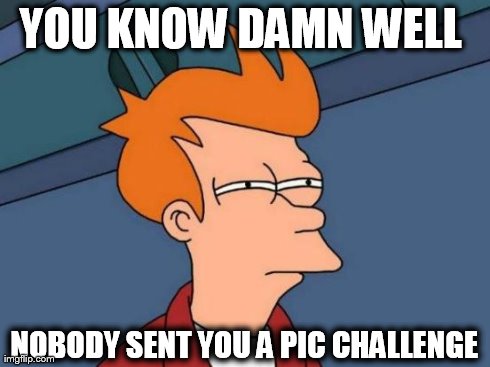 Futurama Fry Meme | YOU KNOW DAMN WELL  NOBODY SENT YOU A PIC CHALLENGE | image tagged in memes,futurama fry | made w/ Imgflip meme maker