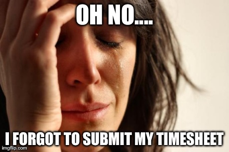 First World Problems | OH NO.... I FORGOT TO SUBMIT MY TIMESHEET | image tagged in memes,first world problems | made w/ Imgflip meme maker
