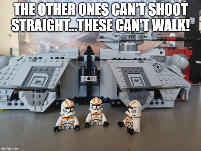 You Got No Legs Lt. Dan | THE OTHER ONES CAN'T SHOOT STRAIGHT...THESE CAN'T WALK! | image tagged in star wars | made w/ Imgflip meme maker