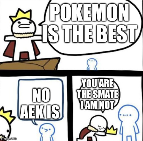 Dumbest man alive | POKEMON IS THE BEST; YOU ARE THE SMATE I AM NOT; NO AEK IS | image tagged in dumbest man alive | made w/ Imgflip meme maker