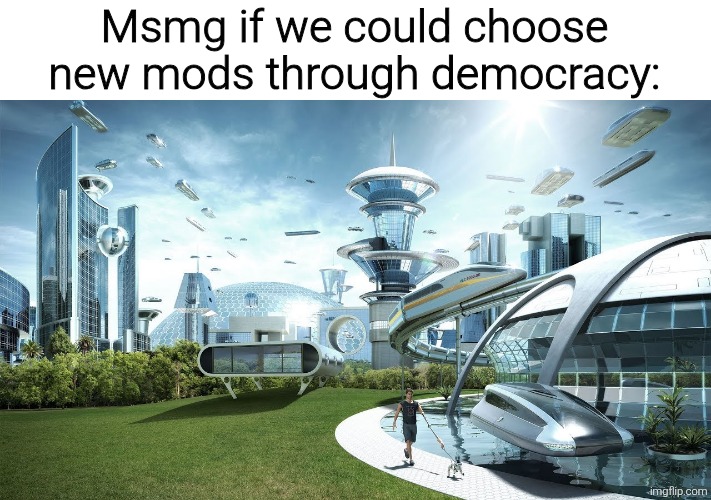 Life if | Msmg if we could choose new mods through democracy: | image tagged in life if | made w/ Imgflip meme maker
