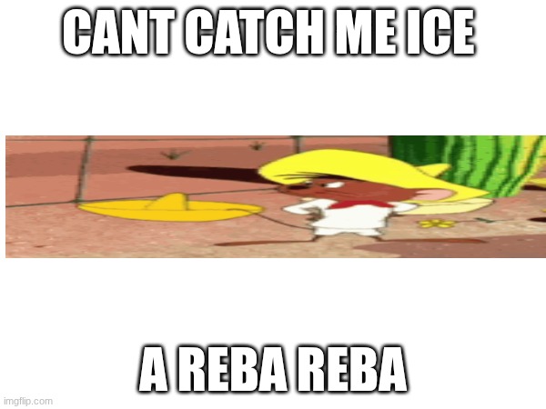 soede gonzoles | CANT CATCH ME ICE; A REBA REBA | image tagged in mocking spongebob | made w/ Imgflip meme maker