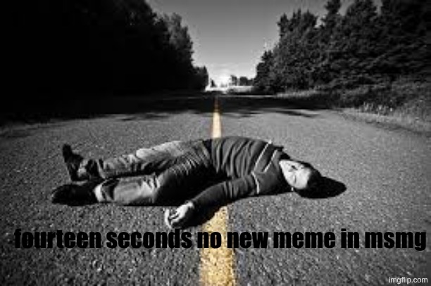 dead guy | fourteen seconds no new meme in msmg | image tagged in dead guy | made w/ Imgflip meme maker