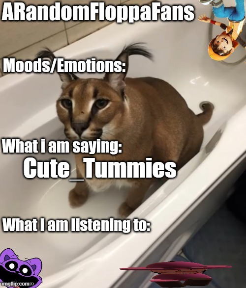 ARandomFloppaFans Announcement Temp | Cute_Tummies | image tagged in arandomfloppafans announcement temp | made w/ Imgflip meme maker