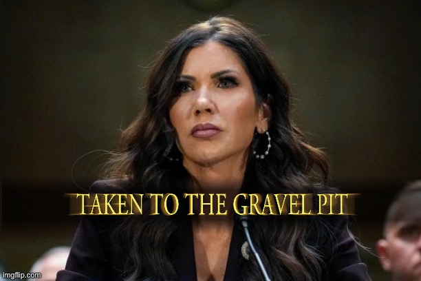 Bye bye fascist Barbie. | image tagged in kristi noem,donald trump,puppy,fascist | made w/ Imgflip meme maker