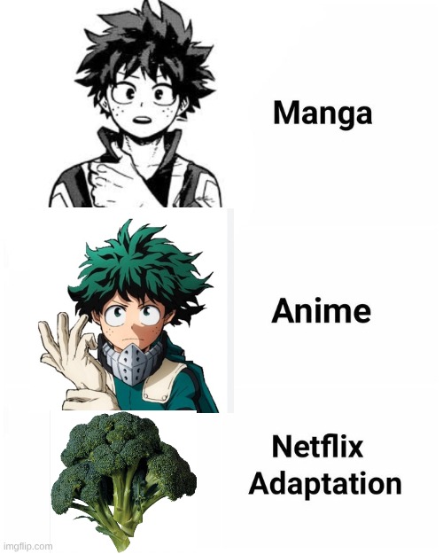 Broccoli *ss hair | image tagged in manga anime netflix adaption | made w/ Imgflip meme maker