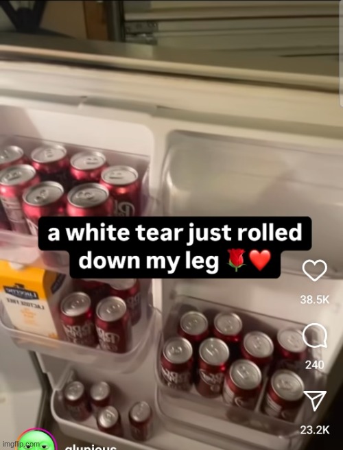 a white tear just rolled down my leg ?❤️ | image tagged in a white tear just rolled down my leg | made w/ Imgflip meme maker