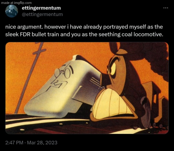 the sleek FDR bullet train: | image tagged in the sleek fdr bullet train | made w/ Imgflip meme maker