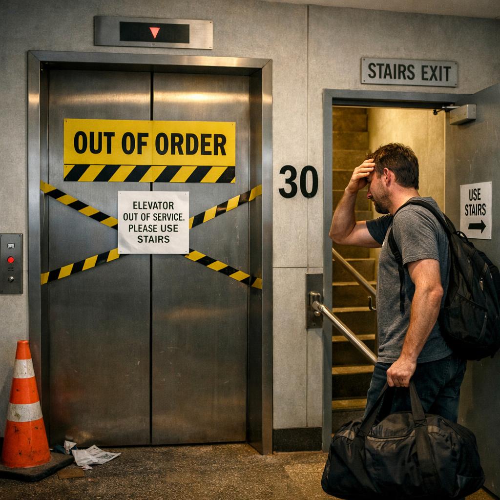 elevator not working, and leaving the build at 30 floor Blank Meme Template