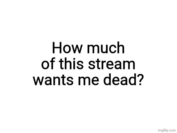 Tally | How much of this stream wants me dead? | image tagged in blank white template | made w/ Imgflip meme maker